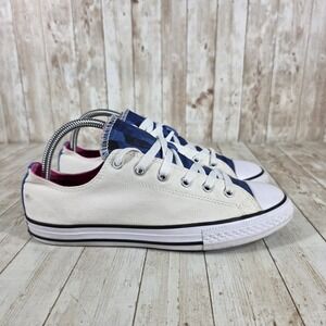 Converse All Star Low Top Sneakers Canvas Blue Pink Trim‎ womens 8